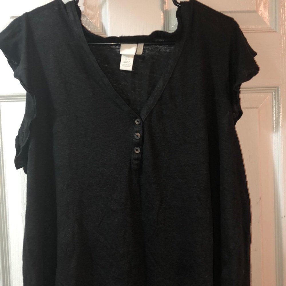 black h and m linen crop top